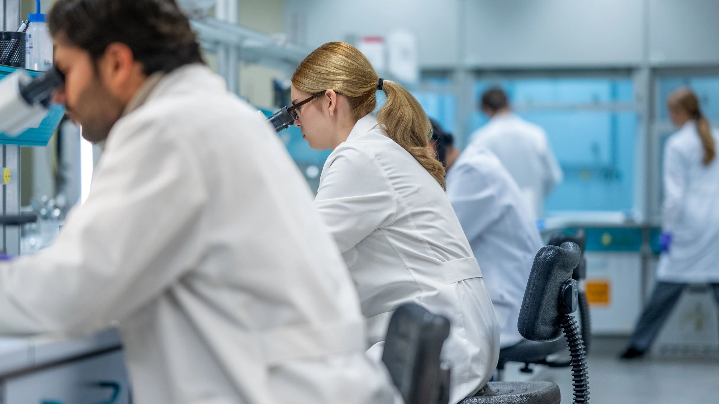 Healthcare research team in a modern laboratory